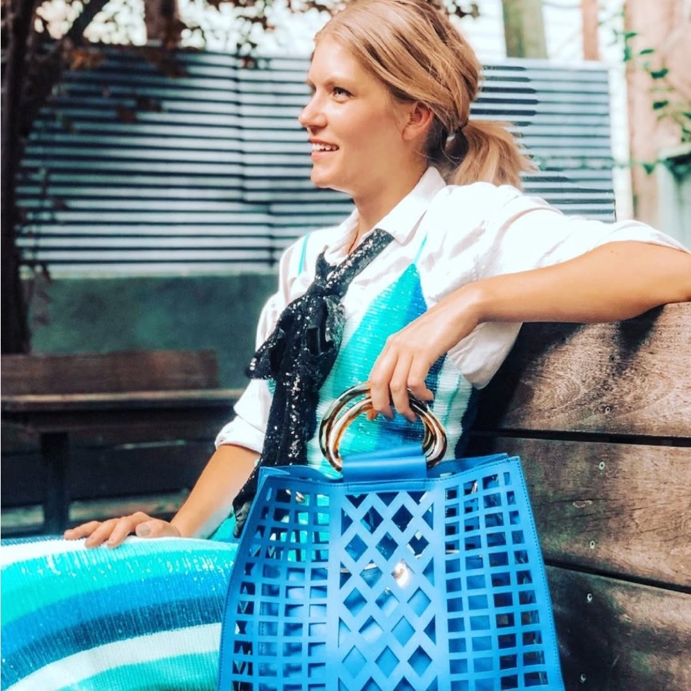 Blue Designer Tote Bag